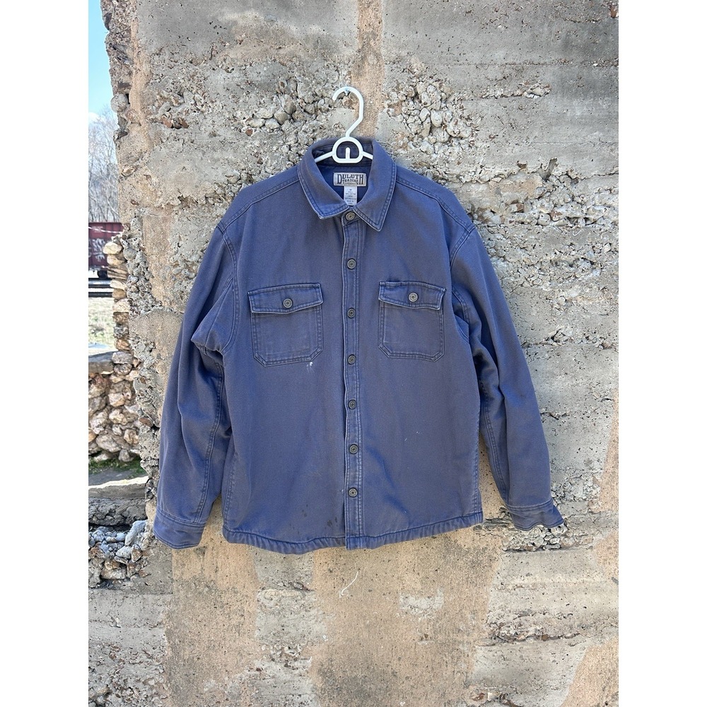 Duluth‎ Trading Co Hanger Bender Fire Hose Shirt Jacket Canvas Blanket Lined M